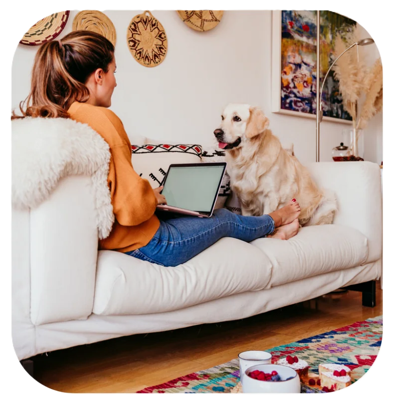 Dog with Women Happy